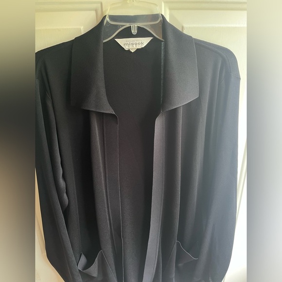 Misook NWOT Cardigan Sweater Womens Top Black Open Longline Capsule Normcore Lrg - Picture 2 of 6